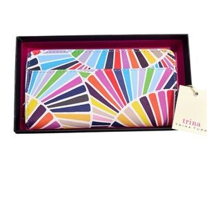 TRINA TURK Colorful Rainbow Abstract Wallet zip Around New in box